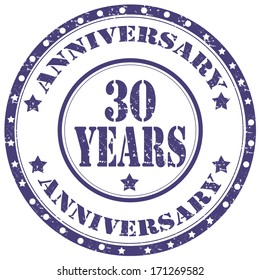 Grunge rubber stamp with text Anniversary 30 Years,vector illustration