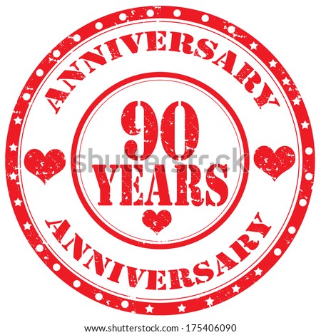 Grunge rubber stamp with text Anniversary-90 Years,vector illustration