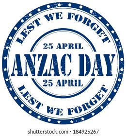 Grunge rubber stamp with text Anzac Day,vector illustration