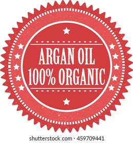 Grunge Rubber Stamp with text Argon Oil 100 Percent Organic.Red Background.Vector illustration