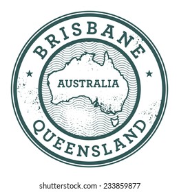 Grunge rubber stamp with the text Australia, Brisbane written inside the stamp, vector illustration