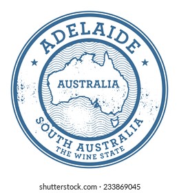 Grunge rubber stamp with the text Australia, Adelaide written inside the stamp, vector illustration