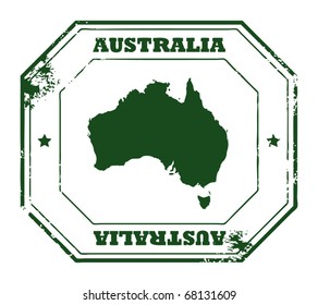 Grunge rubber stamp with the text Australia written inside the stamp, vector illustration
