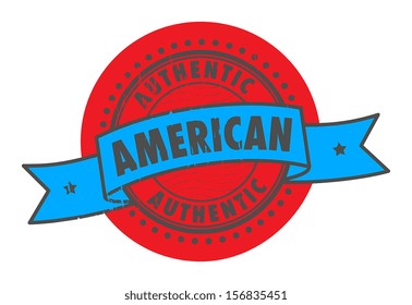 Grunge rubber stamp with the text Authentic American written inside the stamp, vector illustration