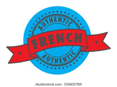 Grunge rubber stamp with the text Authentic French written inside the stamp, vector illustration