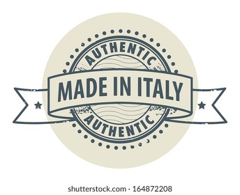 Grunge rubber stamp with the text Authentic, Made in Italy written inside the stamp, vector illustration