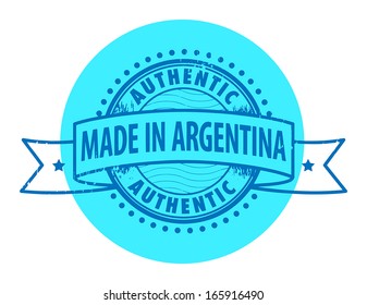 Grunge rubber stamp with the text Authentic, Made in Argentina written inside the stamp, vector illustration