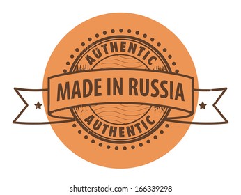 Grunge rubber stamp with the text Authentic, Made in Russia written inside the stamp, vector illustration