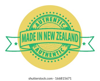 Grunge rubber stamp with the text Authentic, Made in New Zealand written inside the stamp, vector illustration