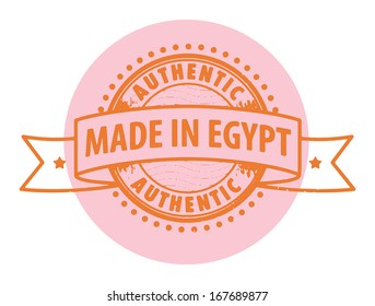 Grunge rubber stamp with the text Authentic, Made in Egypt written inside the stamp, vector illustration