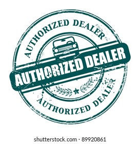 Grunge rubber stamp with the text authorized dealer written inside the stamp, vector illustration