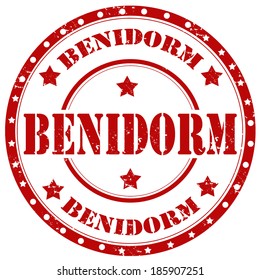 Grunge rubber stamp with text Benidorm,vector illustration