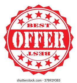 grunge rubber stamp with text "best offer" on white, vector illustration
