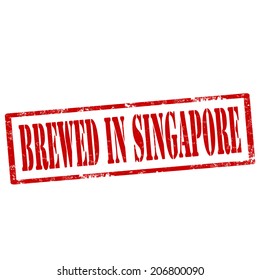 Grunge rubber stamp with text Brewed In Singapore,vector illustration