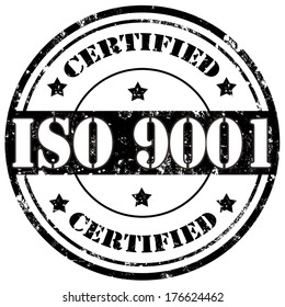 Grunge rubber stamp with text Certified-ISO 9001,vector illustration