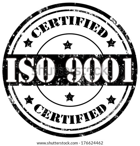 Grunge rubber stamp with text Certified-ISO 9001,vector illustration