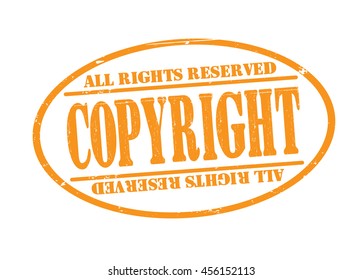 grunge rubber stamp with text "copyright" on white, vector illustration