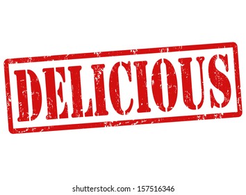 Grunge rubber stamp with text Delicious, vector illustration