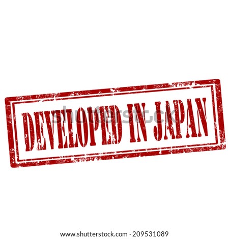 Grunge rubber stamp with text Developed In Japan,vector illustration