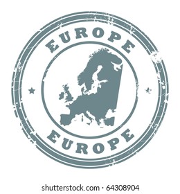 Grunge rubber stamp with the text Europe written inside the stamp, vector illustration