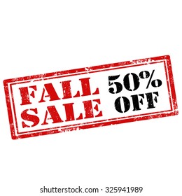 Grunge rubber stamp with text Fall Sale-50% Off,vector illustration