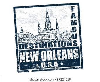 Grunge rubber stamp with the text famous destinations New Orleans inside, vector illustration