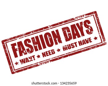 Grunge rubber stamp with text fashion days inside ,vector illustration