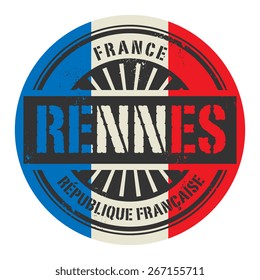 Grunge rubber stamp with the text France, Rennes, vector illustration