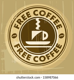 Grunge rubber stamp, with the text Free Coffee written inside, vector illustration