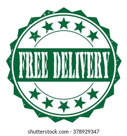 grunge rubber stamp with text "free delivery" on white, vector illustration