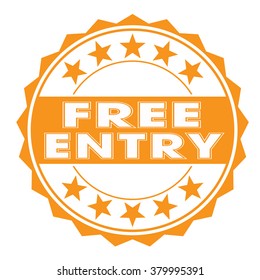 grunge rubber stamp with text "free entry" on white, vector illustration