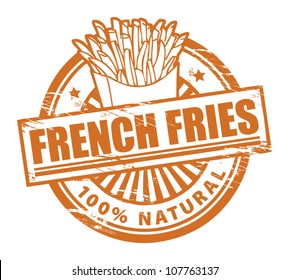 Grunge rubber stamp, with the text french fries written inside, vector illustration