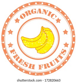 Grunge rubber stamp with text Fresh Fruits,vector illustration