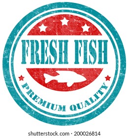 Grunge rubber stamp with text Fresh Fish,vector illustration