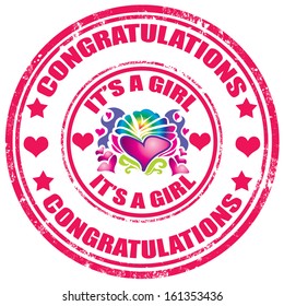 Grunge rubber stamp with text It's A Girl,vector illustration