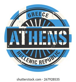 Grunge rubber stamp with the text Greece, Athens, vector illustration 