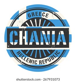 Grunge rubber stamp with the text Greece, Chania, vector illustration