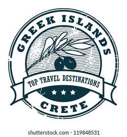 Grunge rubber stamp with text Greek Islands, Crete, vector illustration
