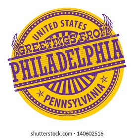 Grunge rubber stamp with text Greetings from Philadelphia, Pennsylvania, vector illustration