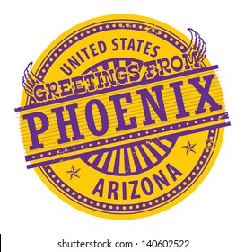 Grunge rubber stamp with text Greetings from Phoenix, Arizona, vector illustration