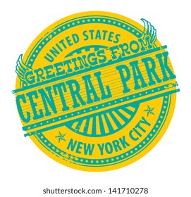 Grunge rubber stamp with text Greetings from Central Park, New York City, vector illustration svg