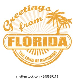 Grunge rubber stamp with text Greetings from Florida, vector illustration