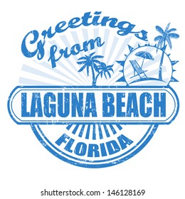 Grunge rubber stamp with text Greetings from Laguna Beach, vector illustration