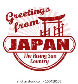 Grunge rubber stamp with text Greetings from  Japan, vector illustration