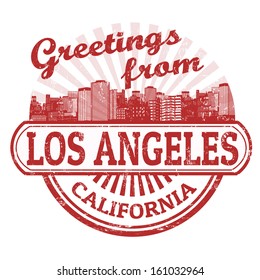 Grunge rubber stamp with text Greetings from Los Angeles, vector illustration