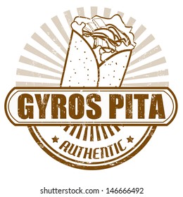 Grunge Rubber Stamp With The Text Gyros Pita Written Inside, Vector Illustration