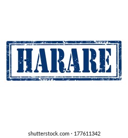 Grunge rubber stamp with text Harare (capital of Zimbabwe),vector illustration
