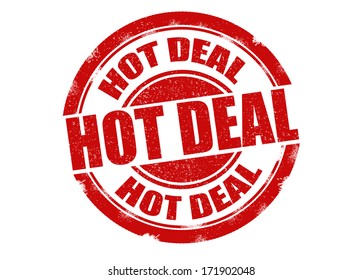 Grunge rubber stamp with text hot deal  inside, vector illustration