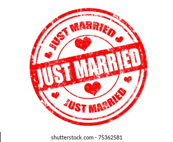 Grunge rubber stamp and the text just married written inside,vector illustration