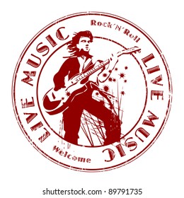 Grunge rubber stamp with text live music written inside, vector illustration